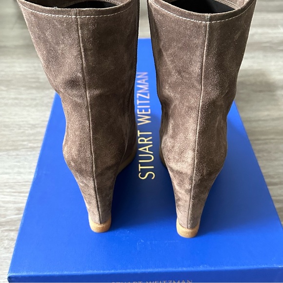 Stuart Weitzman Bootscout Suede Ankle Wedge Booties - Picture 8 of 10